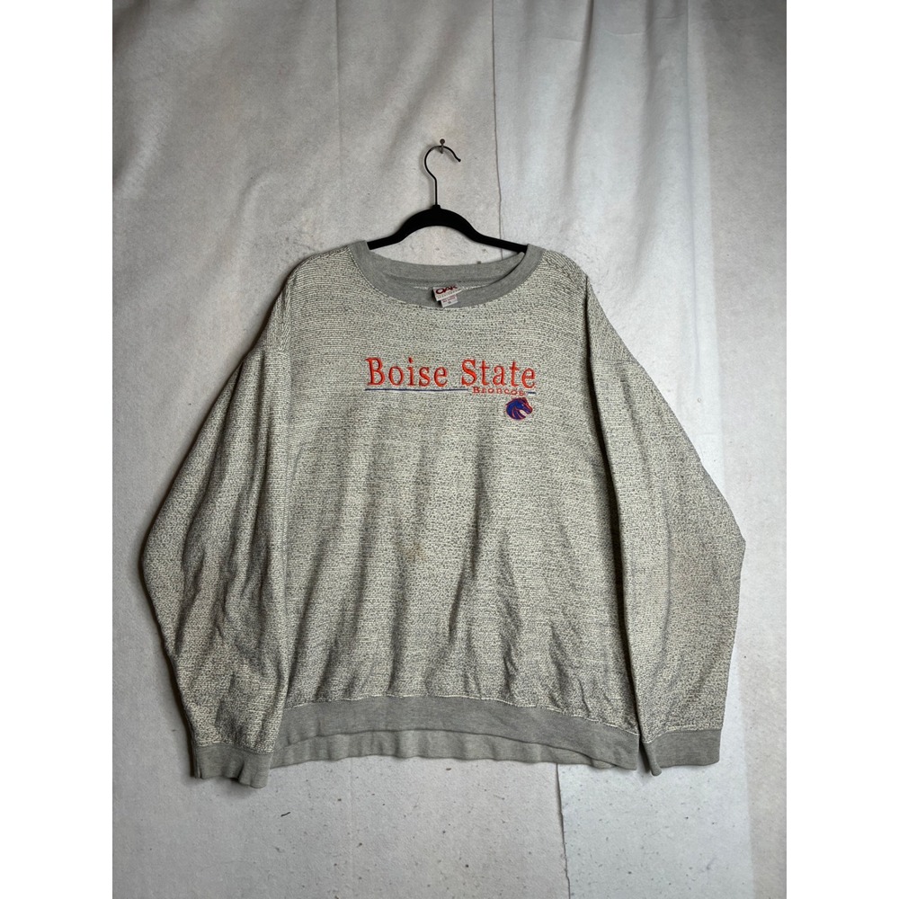 Red Oak Boise State Broncos Sweatshirt XL Gray Textured Embroidered Pullover